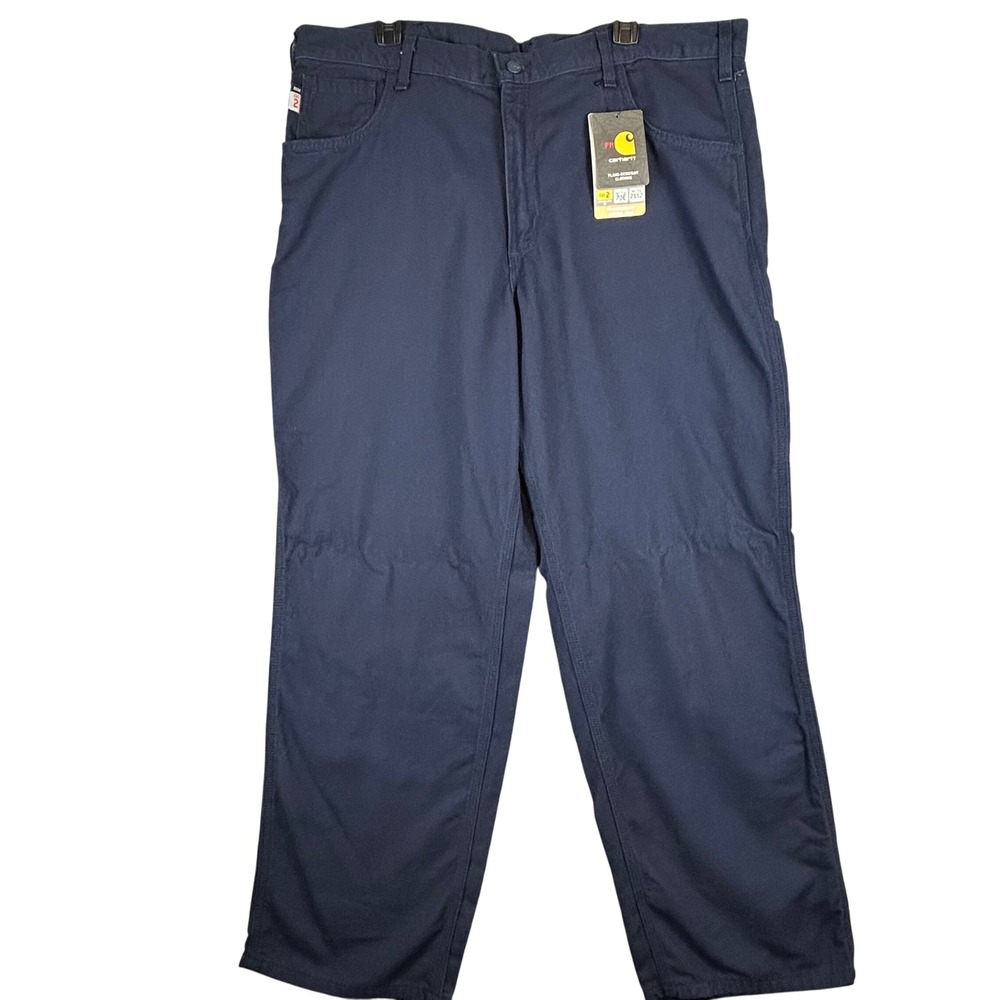 Carhartt‎ FRB159DNY Flame Resistant Canvas Work Jeans Navy Blue 40x30 NWT